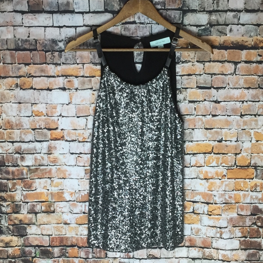 Camilla Tree Sleeveless Silver Sparkle Top MED